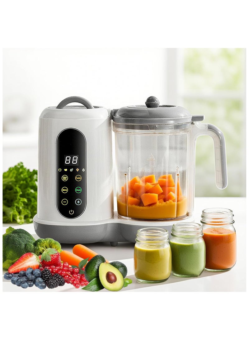 الدليبن جهاز تحضير طعام الأطفال 5 في 1، معالج طعام الأطفال متعدد الوظائف، خلاط بخار طعام الأطفال مع خاصية التنظيف الذاتي وشاشة لمس للتحكم في الطعام للأطفال الرضع، جهاز طحن الطعام متعدد الاستخدامات، طبخ وتحريك تلقائي، وظيفة توقيت (أبيض) - Image 2