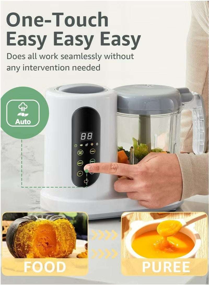 الدليبن جهاز تحضير طعام الأطفال 5 في 1، معالج طعام الأطفال متعدد الوظائف، خلاط بخار طعام الأطفال مع خاصية التنظيف الذاتي وشاشة لمس للتحكم في الطعام للأطفال الرضع، جهاز طحن الطعام متعدد الاستخدامات، طبخ وتحريك تلقائي، وظيفة توقيت (أبيض) - Image 5