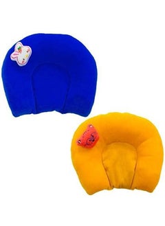 Chinmay Kids Chinmay Kids New Born Baby Soft Head Support Pillow with Mustard Seed, 0-9 Months Age Group, Pack of 2 (Blue- Yellow)  - Image 1