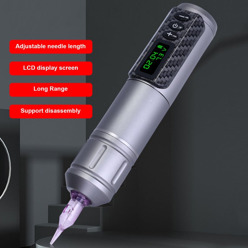 Motor Tattoo Pen Cordless Battery Motor Tattoo Machine Stable Output Adjustable Needle Length Removable Battery with Storage Bag - Image 2