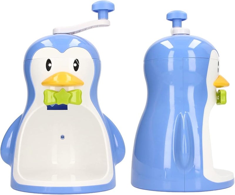 Penguin Shape Blue Manual Snow Cone Maker Portable Kitchen Accessory - Image 3