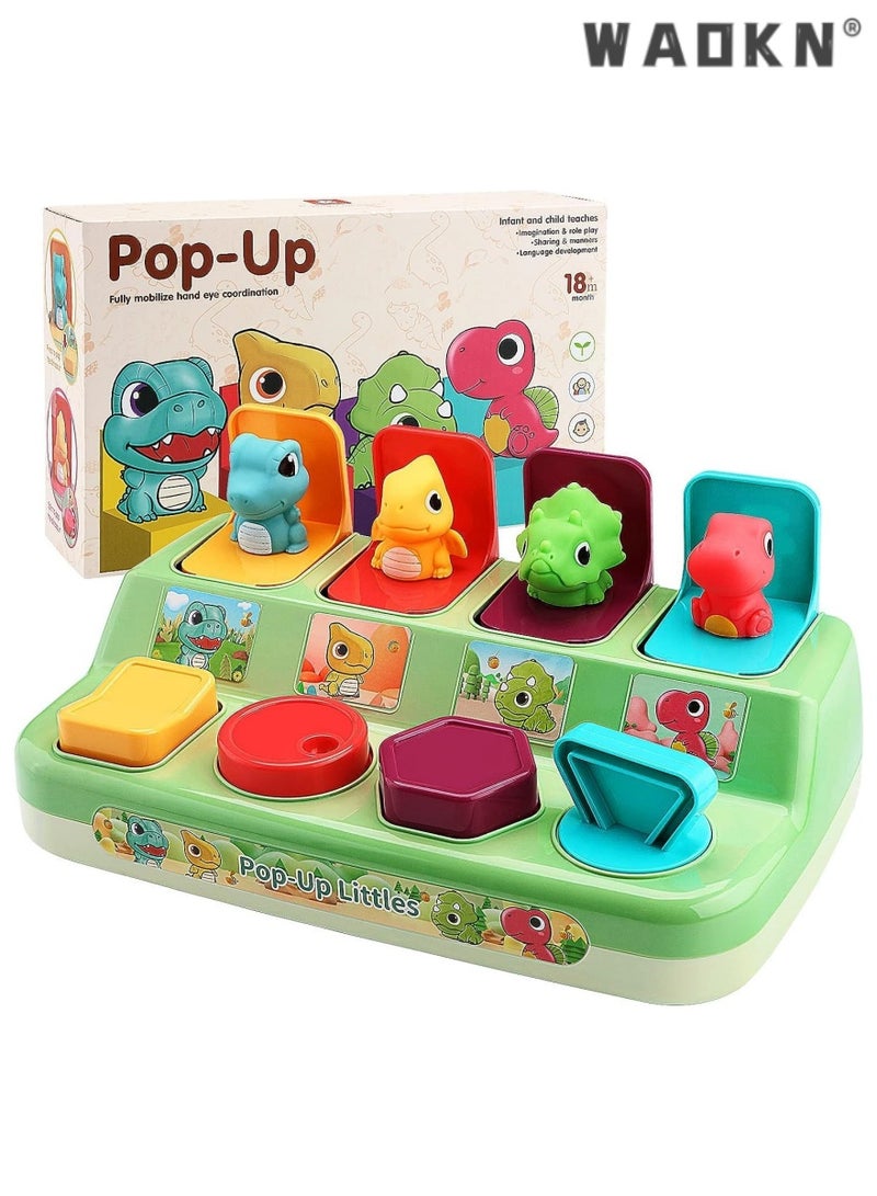 WAOKN Interactive Pop Up Dinosaur Toys for Toddlers, Baby Toys 12-18 Months, Montessori Cause and Effect Toys for 1-2 Years Old Early Learning,Educational Toy for Boys and Girls 12+ Months  - Image 1