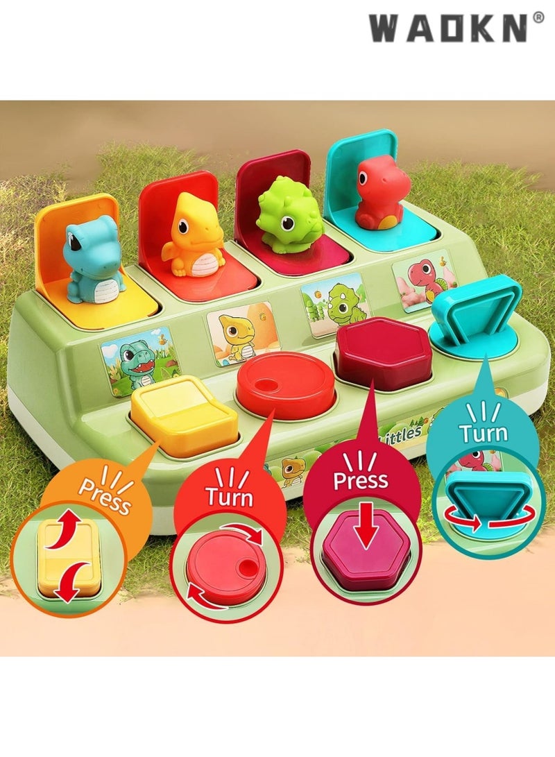 WAOKN Interactive Pop Up Dinosaur Toys for Toddlers, Baby Toys 12-18 Months, Montessori Cause and Effect Toys for 1-2 Years Old Early Learning,Educational Toy for Boys and Girls 12+ Months  - Image 2