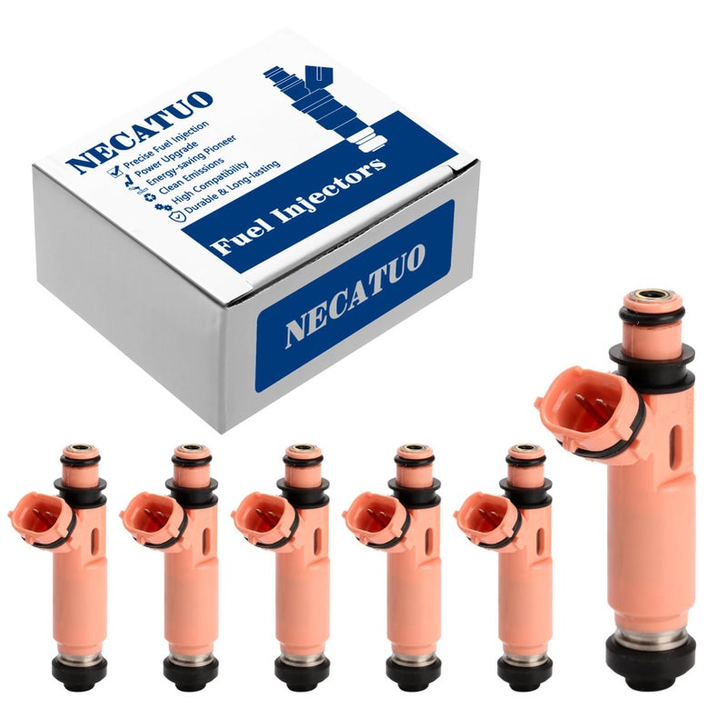 NECATUO Set of 6 Fuel Injectors Compatible with Lexus ES300 ES330 20042006 Toyota Camry Highlander Solara 20052007 Replaces 232090A020 FJ644 - Image 2