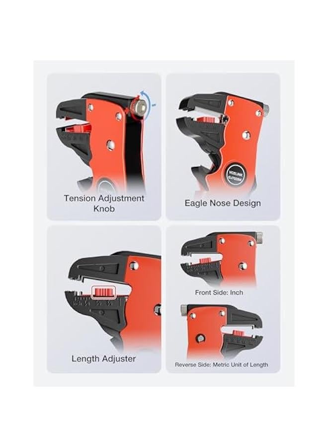 Automatic Quickstrip Wire Stripper and Cutter, Professional Quick Strip Wire Stripper, 2 in 1 Adjustable Electrical Cable Wire Stripping Tool&Eagle Nose Self-Adjusting Wire Pliers, Black - Image 4