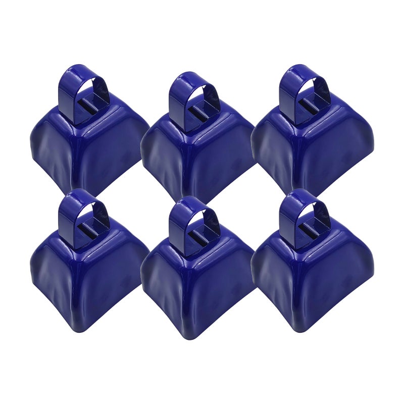 6 Pack Cowbells 3 Inch Metal Cowbell Noise Makers Sporting Events Small Cow Bell for Football Games Cheering Noisemakers Weddings Mini Cow Bells DIY Christmas Accessories - Image 1