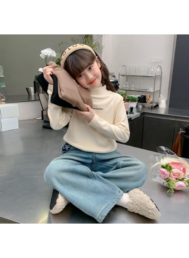 Girls' Autumn And Winter German Velvet Bottoming Shirt Kidsren's Clothing Winter New Style Big Kidsren's Warm Inner Long-sleeved T-shirt - Image 3