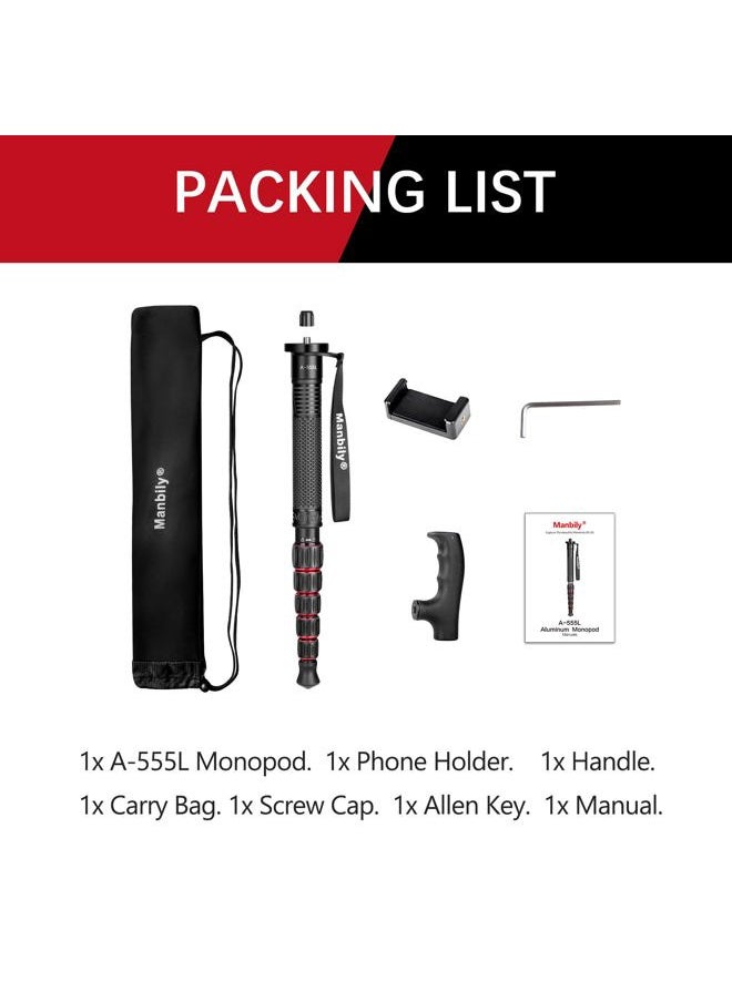 Manbily - Camera Monopod Aluminum Portable Compact Lightweight Travel Monopod with Carrying Bag Walking Stick Handle,for DSLR Canon Nikon Sony Video Camcorder,6 Sections up to 61-in (A-555L) - Image 1