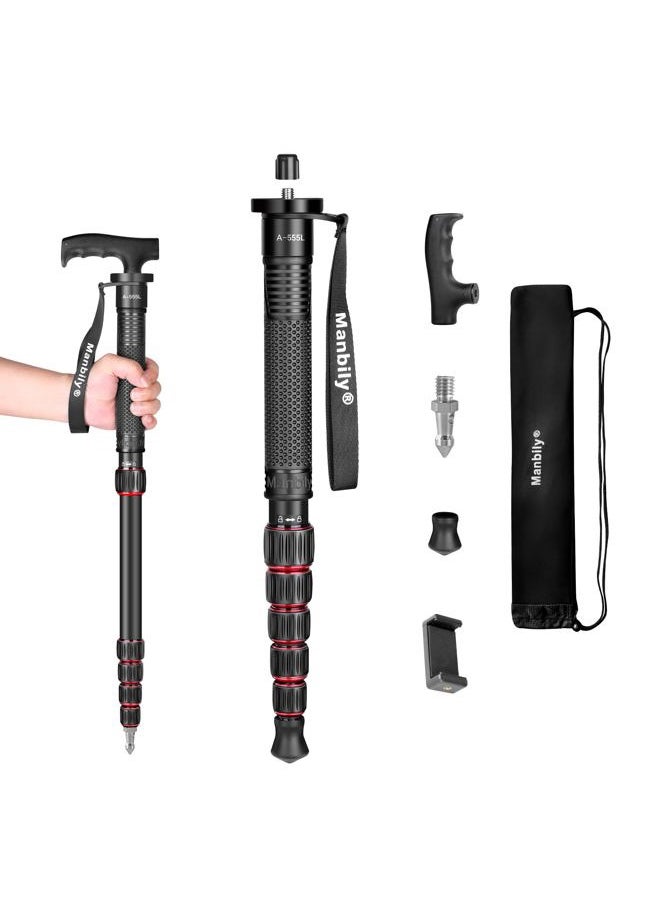 Manbily Camera Monopod Aluminum Portable Compact Lightweight Travel Monopod with Carrying Bag Walking Stick Handle,for DSLR Canon Nikon Sony Video Camcorder,6 Sections up to 61-in (A-555L)  - Image 1