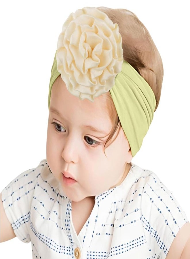 SYGA PACK OF 3 Baby Headbands Soft Nylon Fancy Flower Strechable Hairbands Newborn Infant Toddlers Kids 0-3 Year (Pink-Purple-Beige) - Image 2