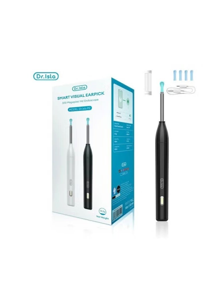Dr.isla جهاز تنظيف الأذن الذكي Dr.isla P2 | حساس WiFi | كاميرا 500W HD | أداة تنظيف الأذن البصرية مع رؤوس سيليكون - Image 1