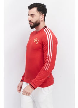 Adidas Men Sport Fit Long Sleeve Training Sweatshirt, Red  - Image 3