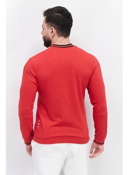 Adidas Men Sport Fit Long Sleeve Training Sweatshirt, Red  - Image 4