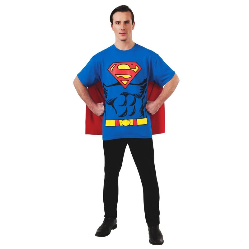 Rubies DC Comics Superheroes: Superman Costume T-Shirt With Cape for Adults, Men's Large - Image 1