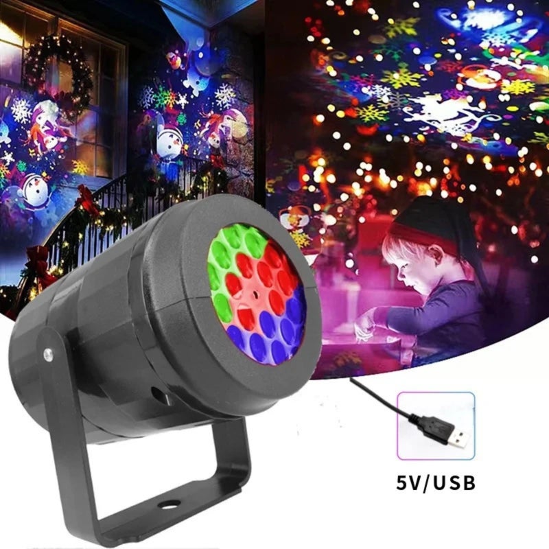USB plug-in LED projection light 16 picture Christmas light colorful rotating holiday projection  stage light 5v USB interface - Image 4