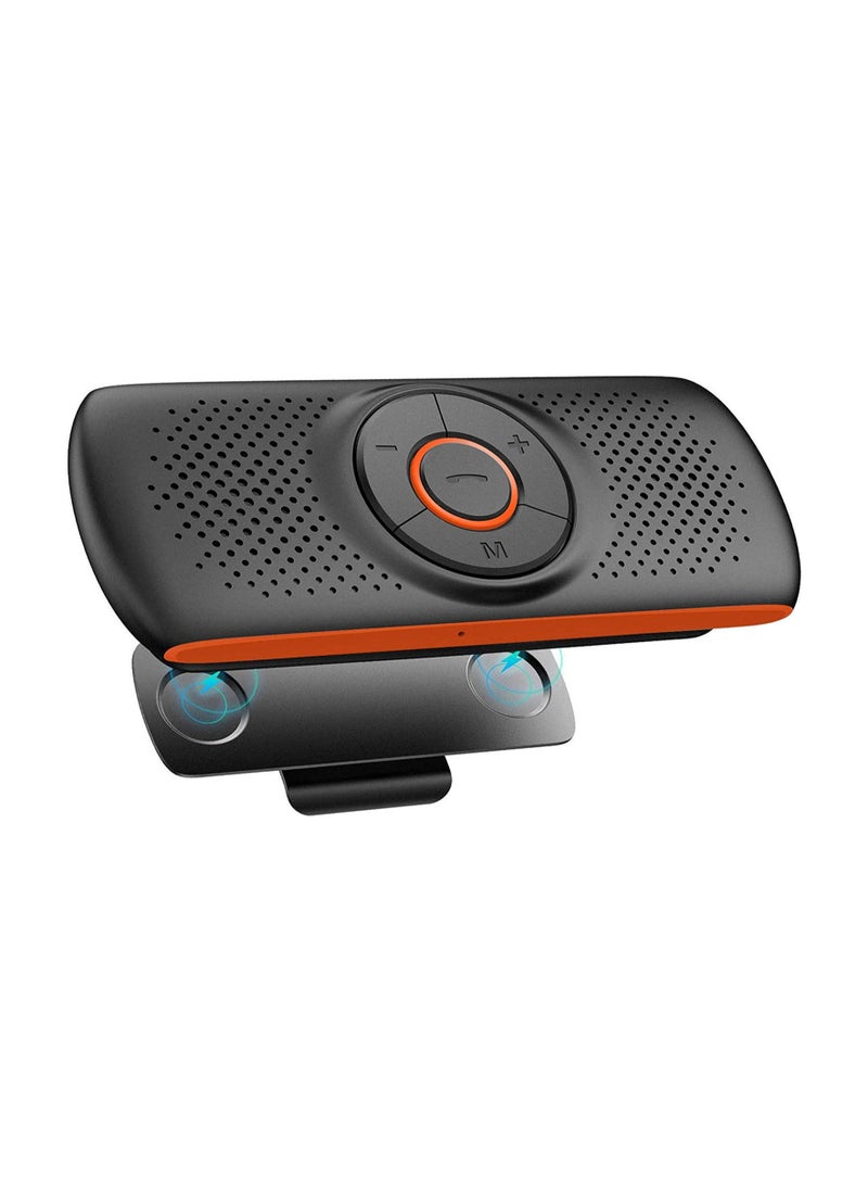 SYOSI - Bluetooth Handsfree Speakerphone for Cell Phone, Wireless Car Kit Music Player Adapter with Back-Clip Portable Bluetooth Speaker for Home Sport Outdoor, Work with Siri Google Assistant TF Card - Image 1
