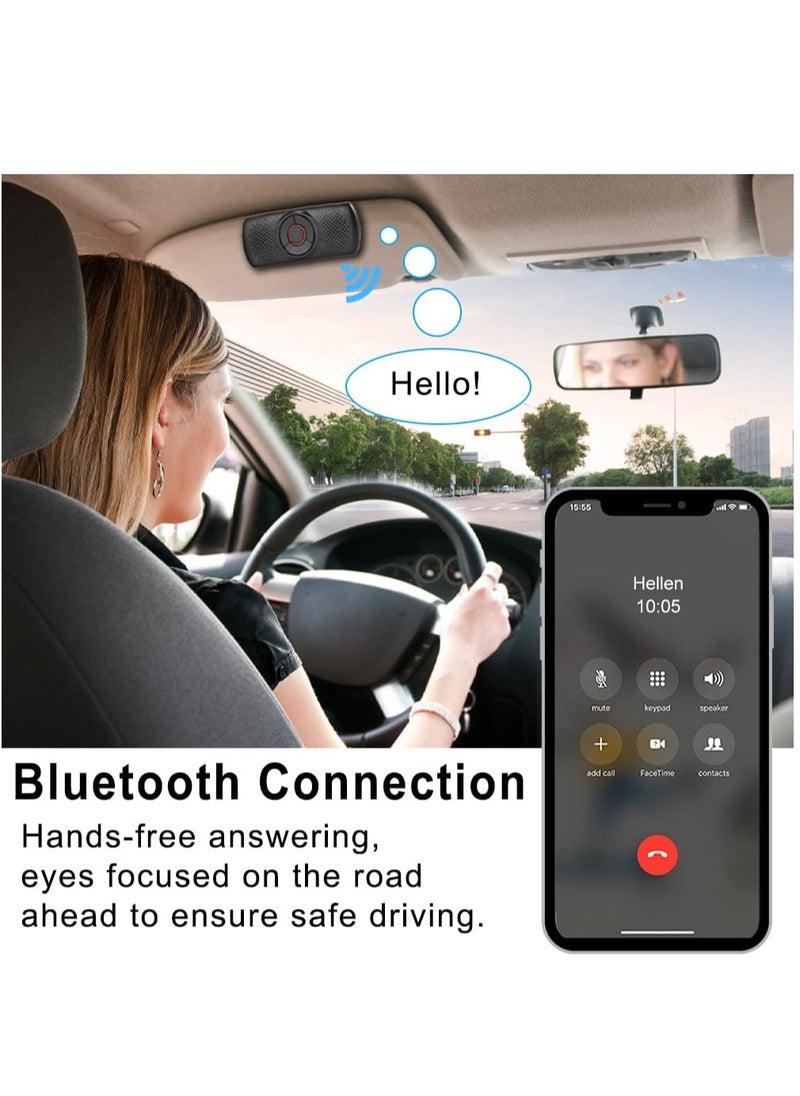 SYOSI - Bluetooth Handsfree Speakerphone for Cell Phone, Wireless Car Kit Music Player Adapter with Back-Clip Portable Bluetooth Speaker for Home Sport Outdoor, Work with Siri Google Assistant TF Card - Image 1
