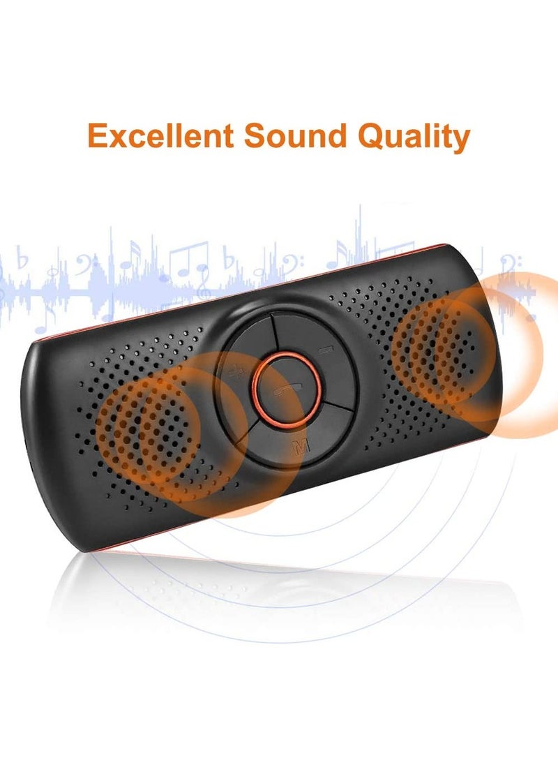 SYOSI - Bluetooth Handsfree Speakerphone for Cell Phone, Wireless Car Kit Music Player Adapter with Back-Clip Portable Bluetooth Speaker for Home Sport Outdoor, Work with Siri Google Assistant TF Card - Image 1