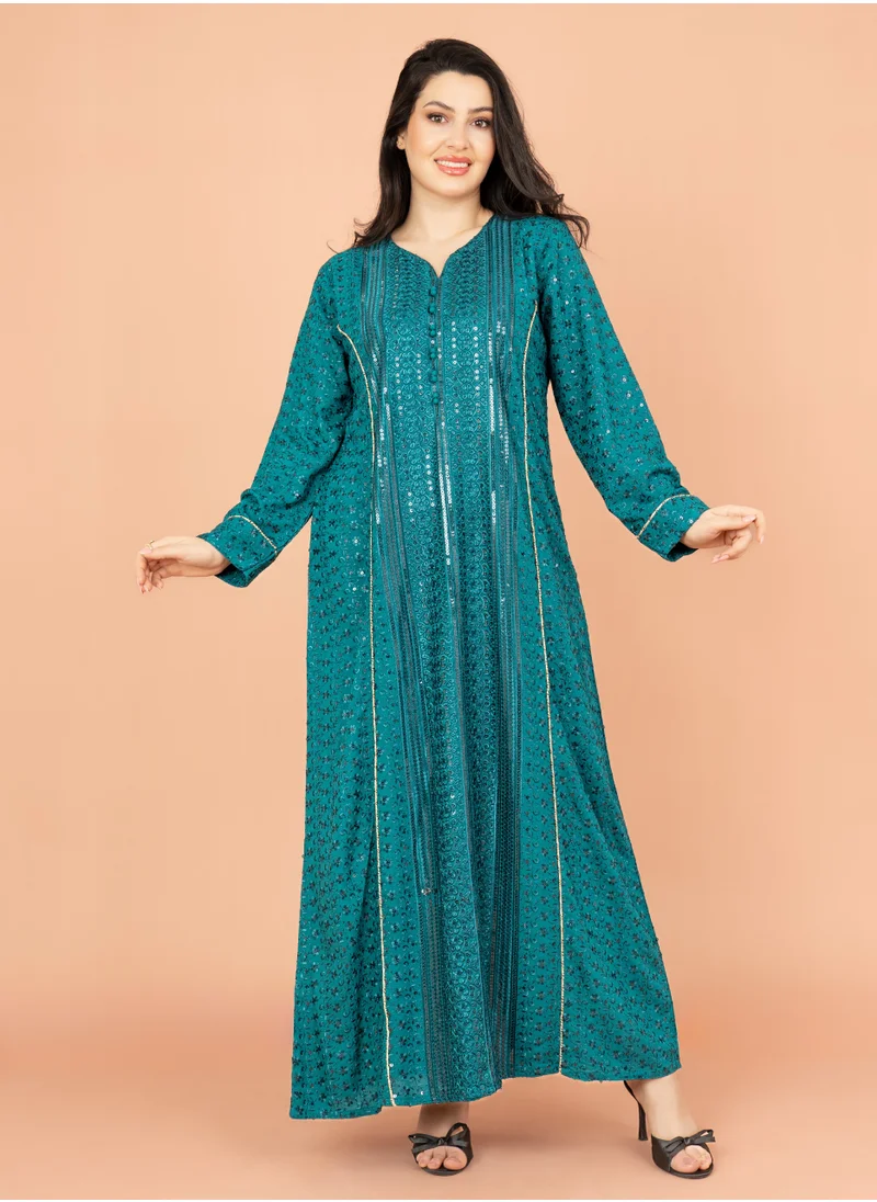 IKKXA Embroidery Sparkling Jalabiya IN016