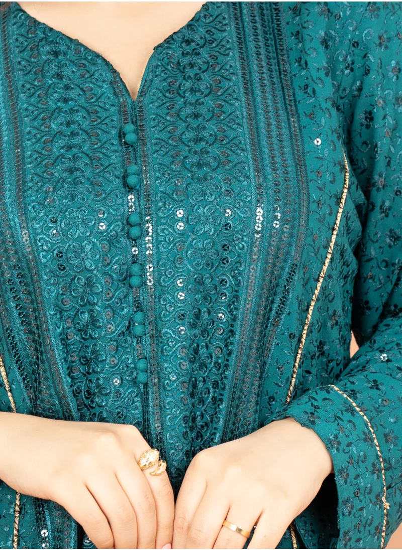 IKKXA Embroidery Sparkling Jalabiya IN016