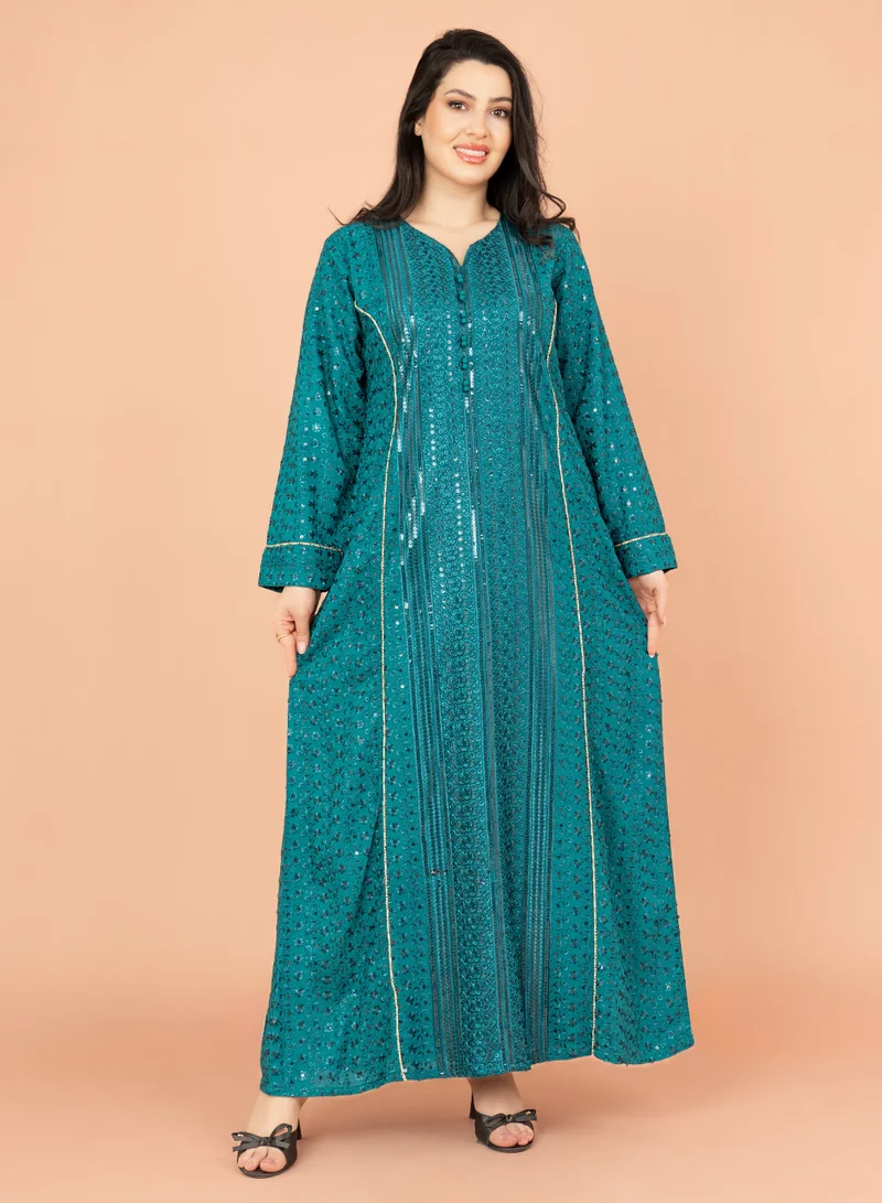 IKKXA Embroidery Sparkling Jalabiya IN016