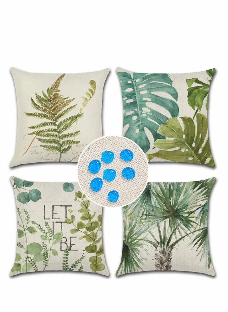 سيوسي Plants Throw Pillow Covers, Green Leaf Pattern Waterproof Cushion, Perfect to Outdoor Patio Garden Living Room Sofa Farmhouse Decor (18x18 Inches) - Image 1