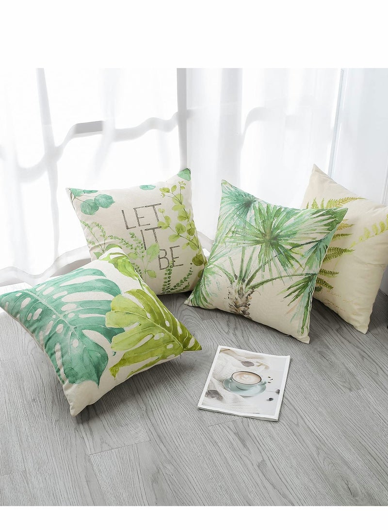 سيوسي Plants Throw Pillow Covers, Green Leaf Pattern Waterproof Cushion, Perfect to Outdoor Patio Garden Living Room Sofa Farmhouse Decor (18x18 Inches) - Image 4