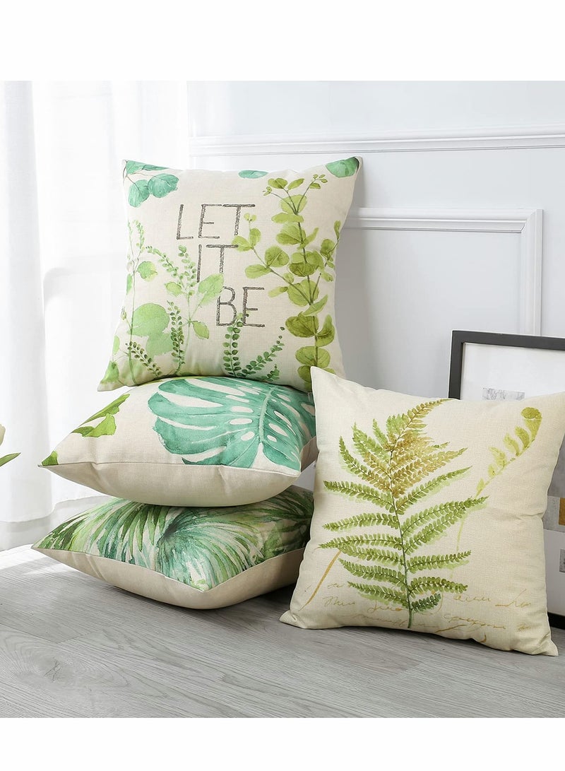 سيوسي Plants Throw Pillow Covers, Green Leaf Pattern Waterproof Cushion, Perfect to Outdoor Patio Garden Living Room Sofa Farmhouse Decor (18x18 Inches) - Image 3