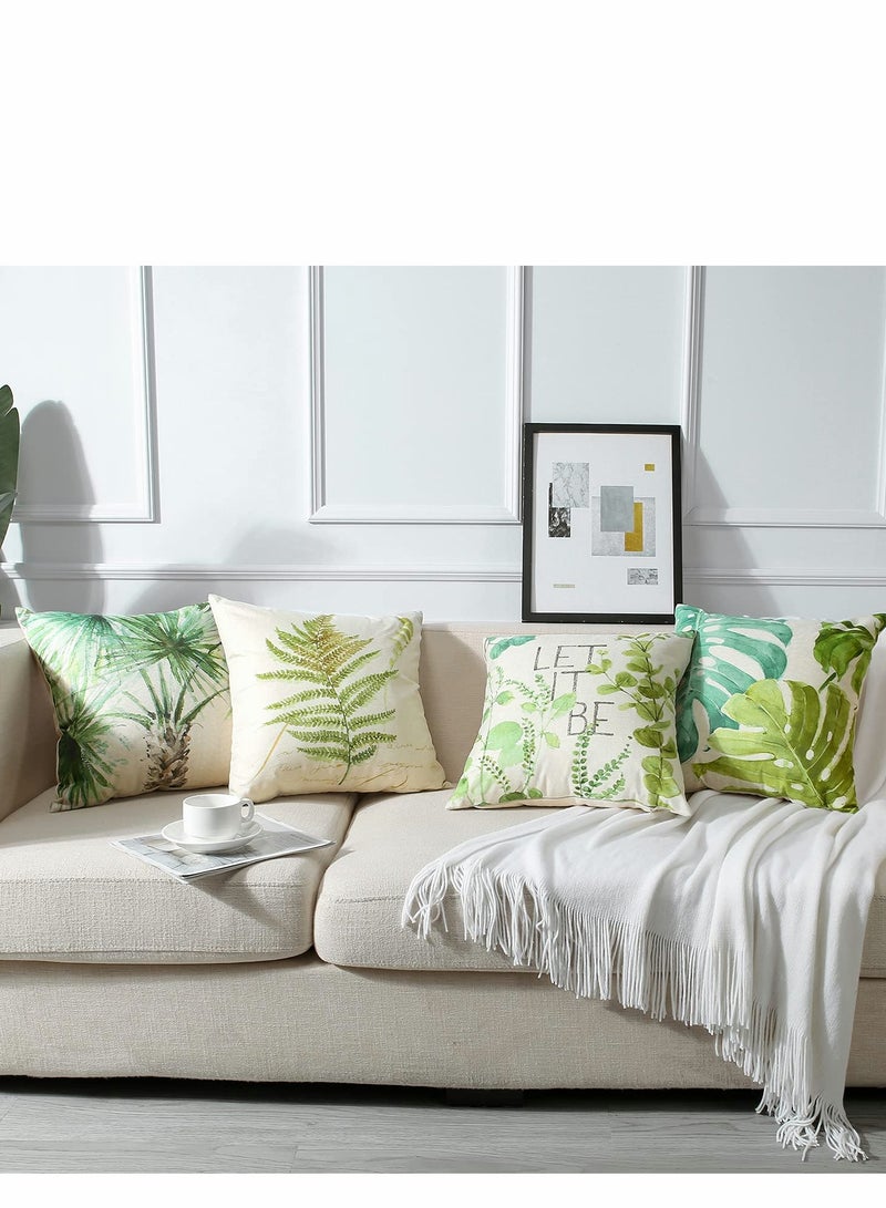 سيوسي Plants Throw Pillow Covers, Green Leaf Pattern Waterproof Cushion, Perfect to Outdoor Patio Garden Living Room Sofa Farmhouse Decor (18x18 Inches) - Image 5