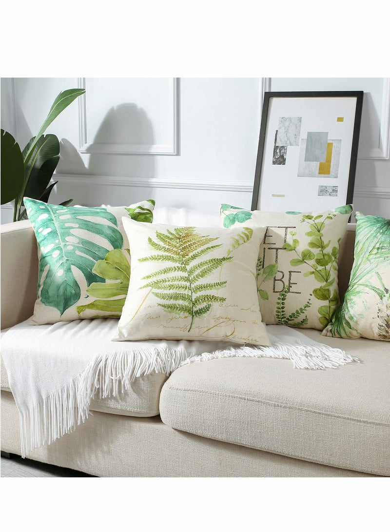 سيوسي Plants Throw Pillow Covers, Green Leaf Pattern Waterproof Cushion, Perfect to Outdoor Patio Garden Living Room Sofa Farmhouse Decor (18x18 Inches) - Image 2