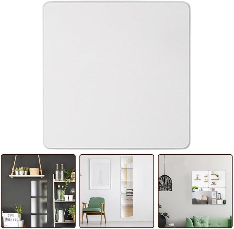 Acrylic Flexible Mirror Sheets 20 x 20 cm Self-Adhesive Mirror Tiles for Home Decor Wall Panels Furniture Decoration DIY Projects Silver Reflective for SURFACE for Space Enhancement Modern - Image 3