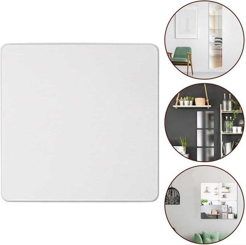 Acrylic Flexible Mirror Sheets 20 x 20 cm Self-Adhesive Mirror Tiles for Home Decor Wall Panels Furniture Decoration DIY Projects Silver Reflective for SURFACE for Space Enhancement Modern - Image 4
