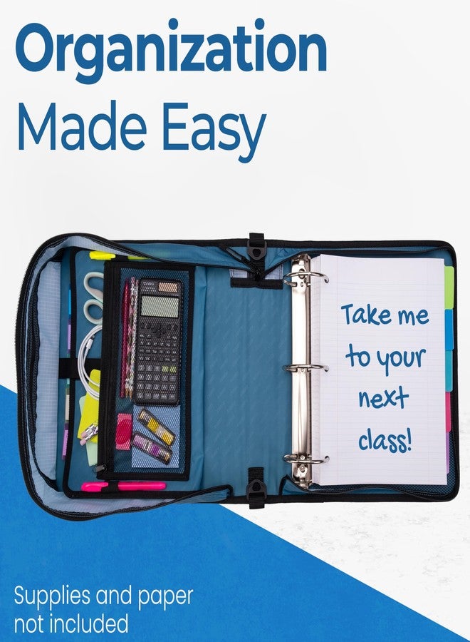 Case it Might Zip Tab Zipper Binder, 3" O-Ring with 5-Color tabbes, Expanding File Folder and Shoulder Strap and Handle, D-146-Wave - Image 4