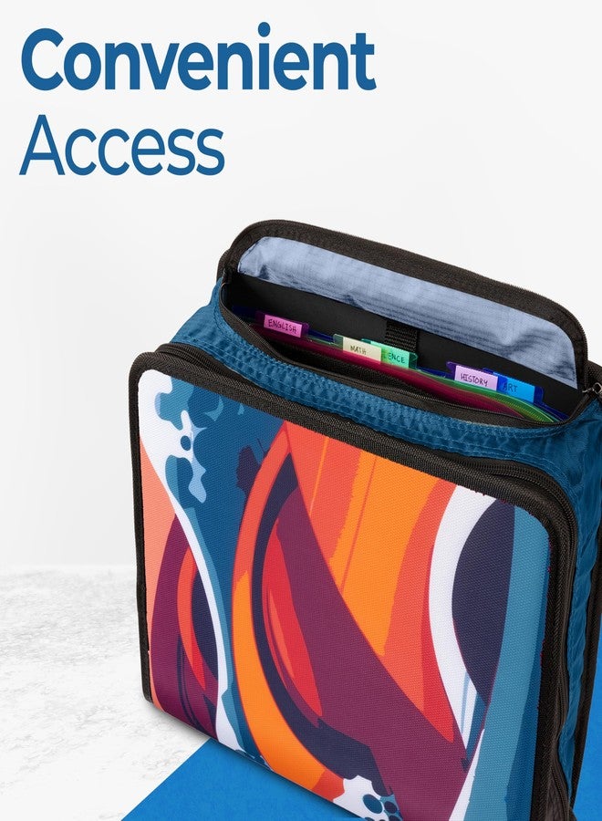 Case it Might Zip Tab Zipper Binder, 3" O-Ring with 5-Color tabbes, Expanding File Folder and Shoulder Strap and Handle, D-146-Wave - Image 3