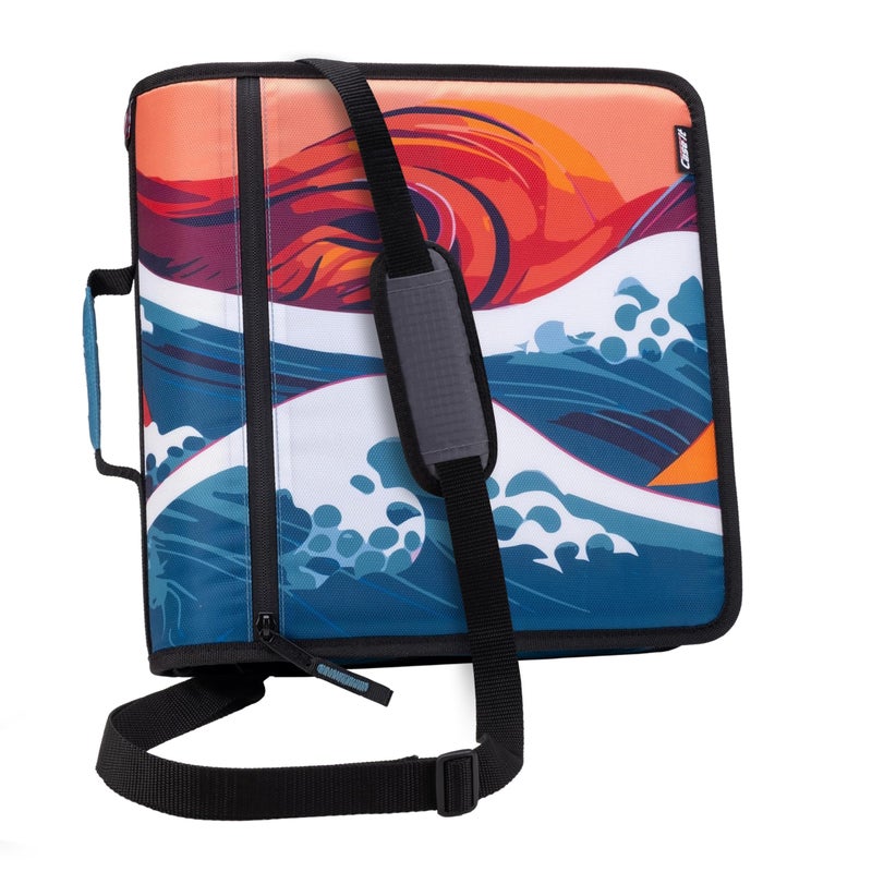 Case it Might Zip Tab Zipper Binder, 3" O-Ring with 5-Color tabbes, Expanding File Folder and Shoulder Strap and Handle, D-146-Wave - Image 1