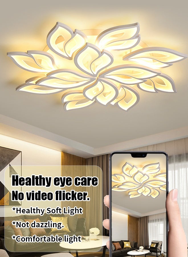 2025 New Model LED Leaf Ceiling Lamp for Nordic Minimalist Modern Living Room, Bedroom and Dining Room - Three-color Transformation, Fashionable, Elegant, Creative and Unique for Master Bedroom and Study Room - Image 3