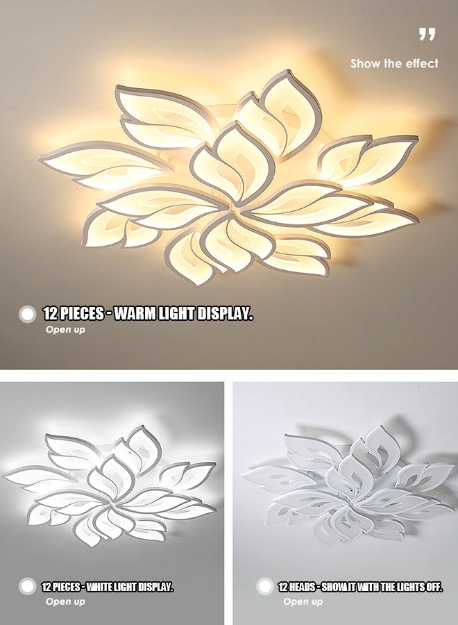2025 New Model LED Leaf Ceiling Lamp for Nordic Minimalist Modern Living Room, Bedroom and Dining Room - Three-color Transformation, Fashionable, Elegant, Creative and Unique for Master Bedroom and Study Room - Image 4