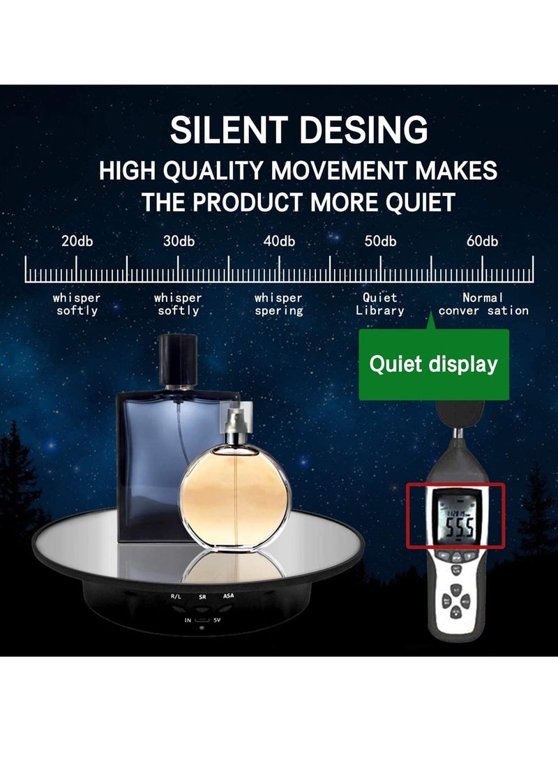 Captaintech Motorized Rotating Display Stand, 7.87inch, 17.6LB Load Ultra-Quiet 360 Degree Electric Rotating Turntable Display Stand for Photography Products, Jewelry, Cake,3D Model (Black) - Image 5