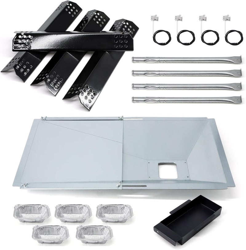 Adviace Replacement Parts for Nexgrill 720-0925P 720-0925 720-0882A 720-0896 720-0896B 720-0896E, Grease Tray, 4 Pack Burner Tubes & Ignitors & Flame Tamers for Nexgrill 4 Burner 720-0925P Gas Grill - Image 1