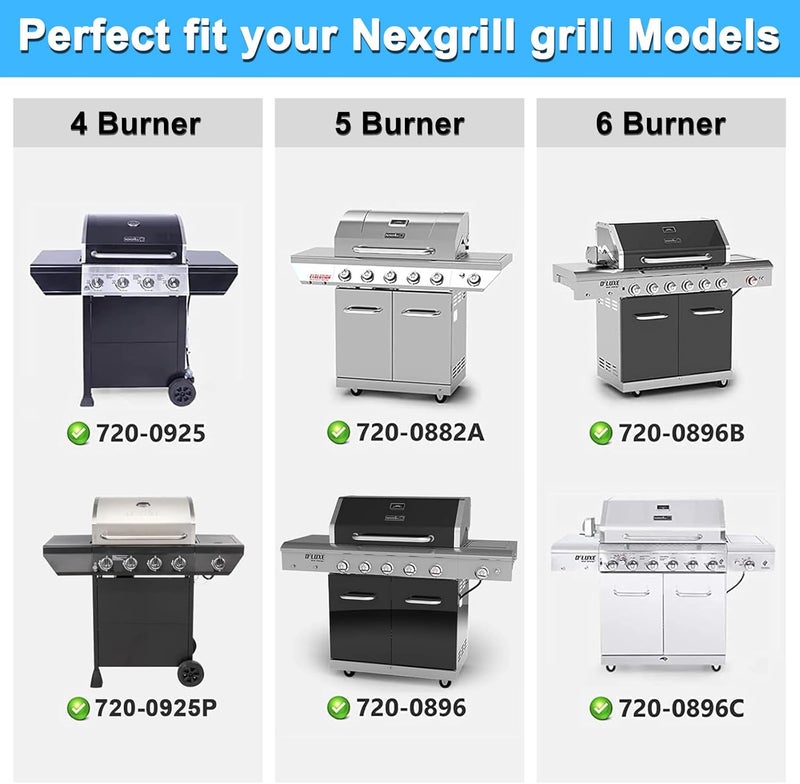 Adviace Replacement Parts for Nexgrill 720-0925P 720-0925 720-0882A 720-0896 720-0896B 720-0896E, Grease Tray, 4 Pack Burner Tubes & Ignitors & Flame Tamers for Nexgrill 4 Burner 720-0925P Gas Grill - Image 2