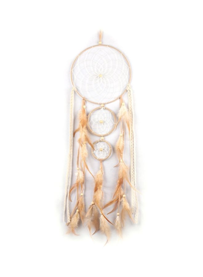 NIBEMINENT Feather Three-Ring Dream Catcher Brown/Yellow 70x20centimeter - Image 1