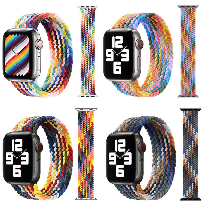 Metal Head Braided Nylon Watch Band, Size: M 145mm For Apple Watch Series 7 41mm / 6 & SE & 5 & 4 40mm / 3 & 2 & 1 38mm(Heartbeat Purple)