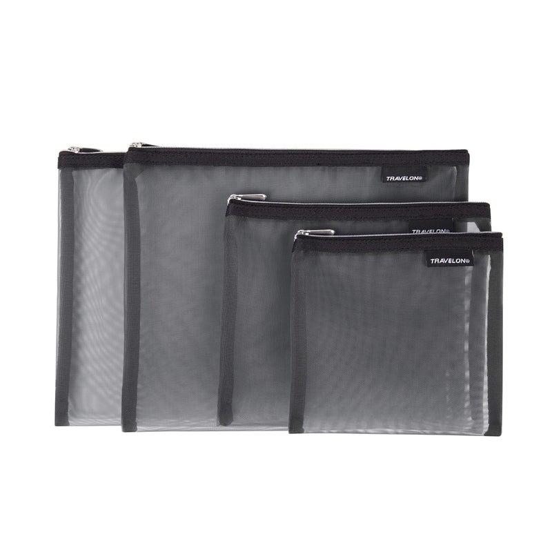Travelon Set of 4 Mesh Pouches, Gray, 9.5 x 12.75 x 0.5 - Image 2