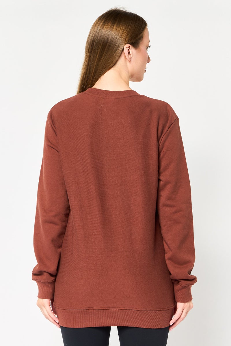 Champion Women Sportswear Fit Long Sleeve Outdoor Sweatshirt, Brown - Image 2