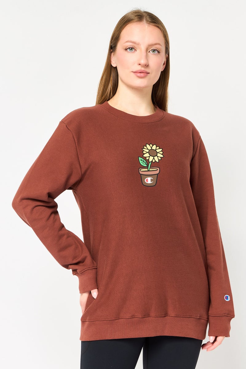 Champion Women Sportswear Fit Long Sleeve Outdoor Sweatshirt, Brown - Image 1