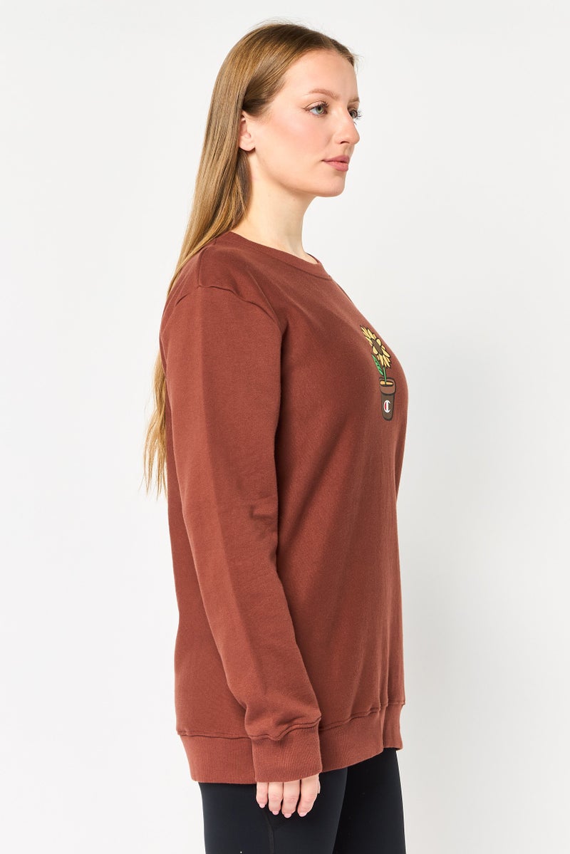 Champion Women Sportswear Fit Long Sleeve Outdoor Sweatshirt, Brown - Image 4