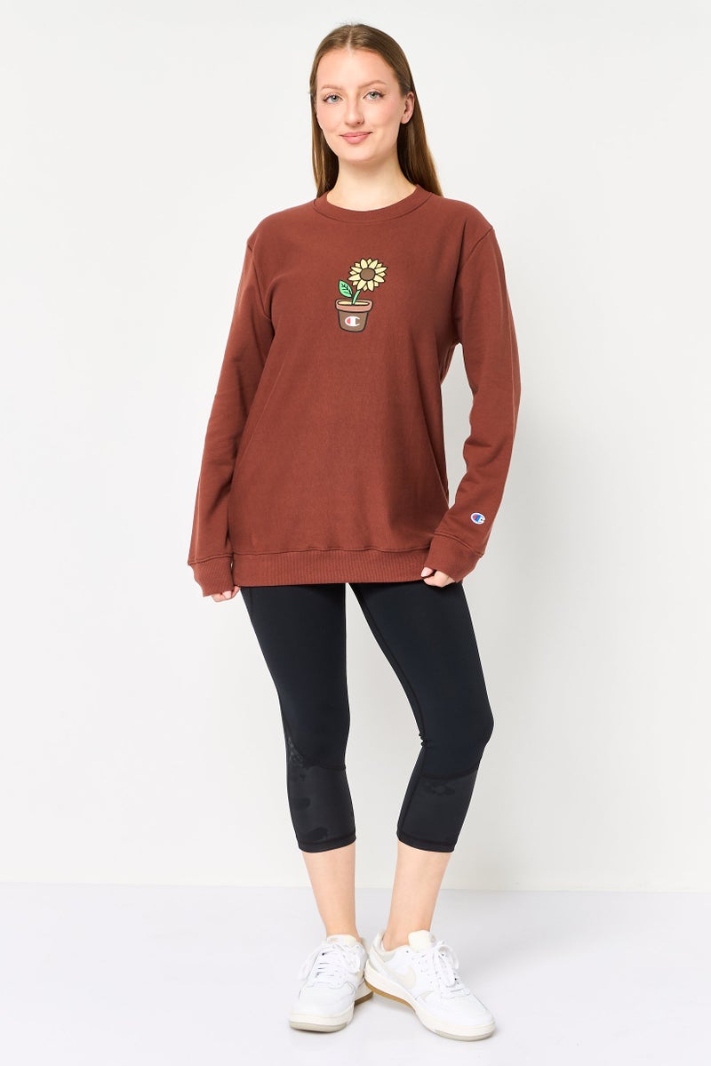 Champion Women Sportswear Fit Long Sleeve Outdoor Sweatshirt, Brown - Image 3