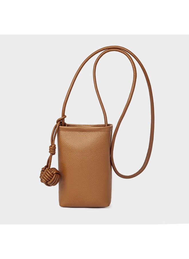 Bag Women's 2025 Genuine Leather Mobile Phone Bag Korean Style Vertical Niche Fashion Top Layer Cowhide Shoulder Crossbody Small Bag-Colour:Off-white - Image 2