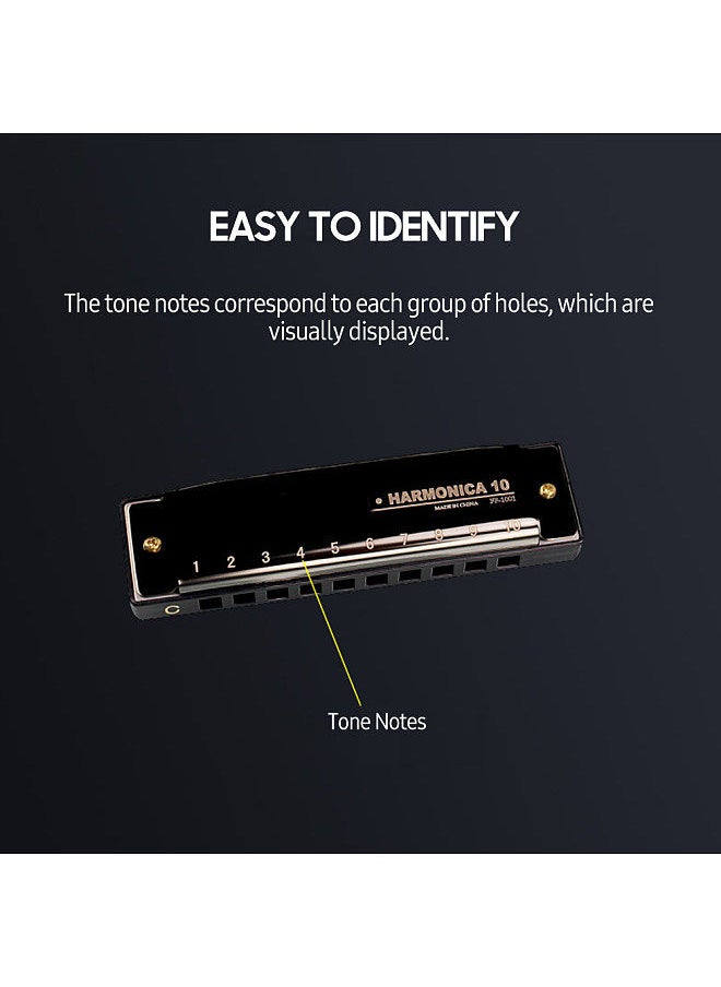 Generic - Harmonica Diatonic Blues Harmonica Key Of C, 10 Holes 20 Tones Blues Harp Mouth Organ Harmonica Stainless Steel Shell For Kids Adults And Beginners - Image 1
