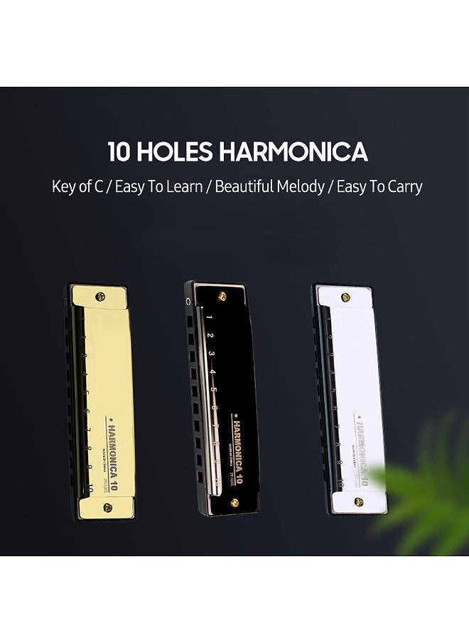 Generic - Harmonica Diatonic Blues Harmonica Key Of C, 10 Holes 20 Tones Blues Harp Mouth Organ Harmonica Stainless Steel Shell For Kids Adults And Beginners - Image 1